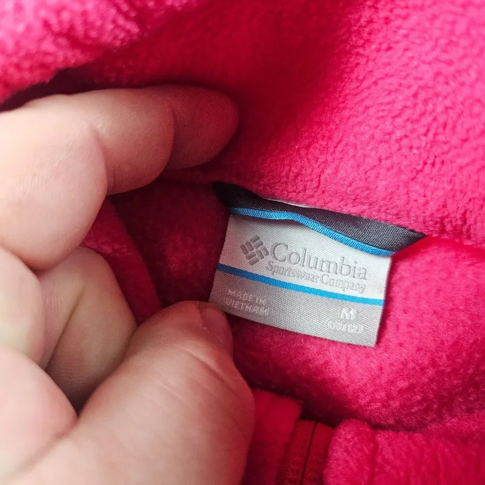Columbia Sweater Youth Medium Pink Full Zip Fleece Jacket Outdoor Preppy Casual
